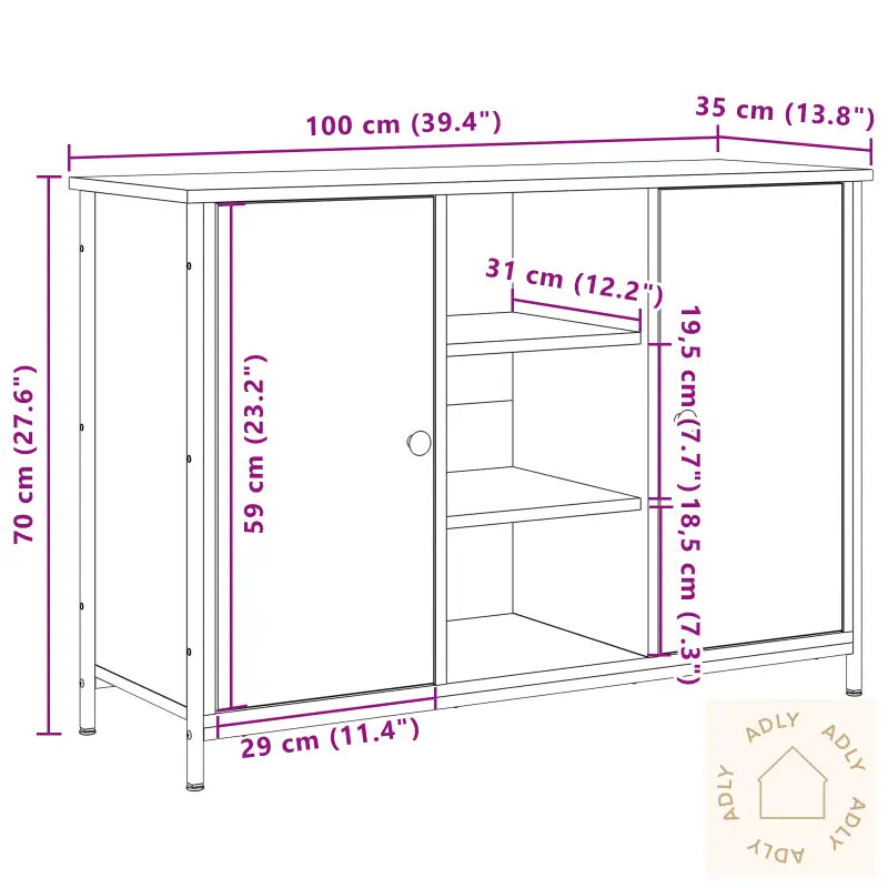 Skap I Gammelt Tre 100X35X70 Cm Laget Av Sponplater Og Stål
