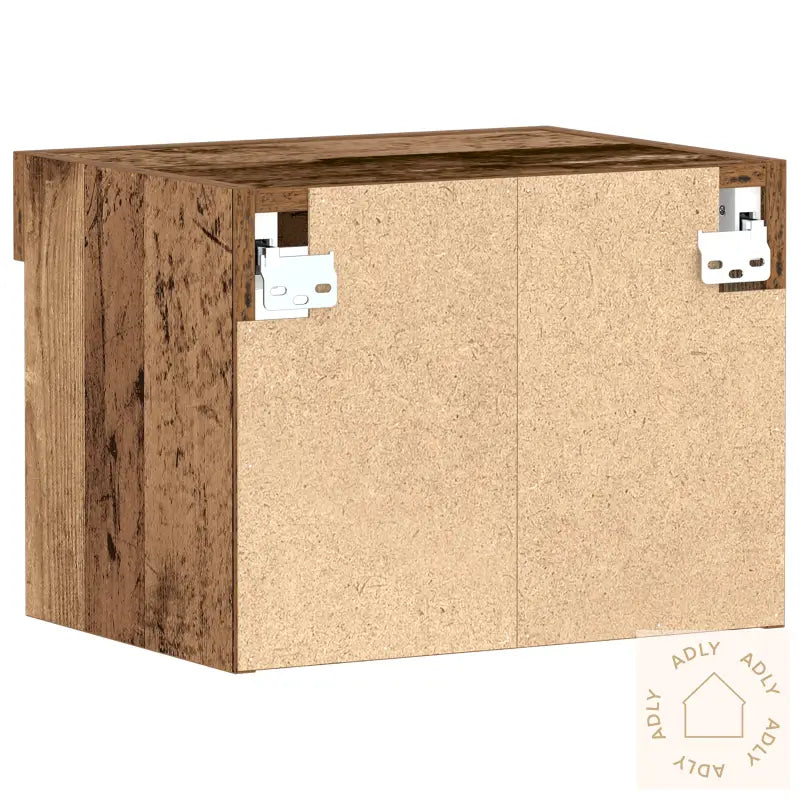 Veggskap Med Led-Lamper 2 Stk Gammelt Tre 40X30X30 Cm
