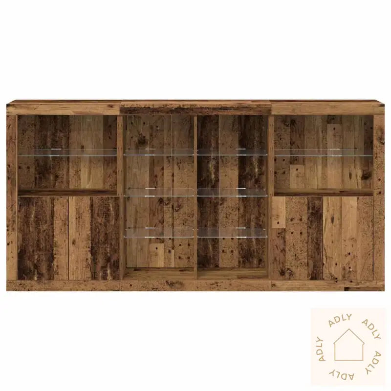 Sidetabell Med Led-Lamper Gammelt Tre 202X37X100 Cm Konstruert Tre