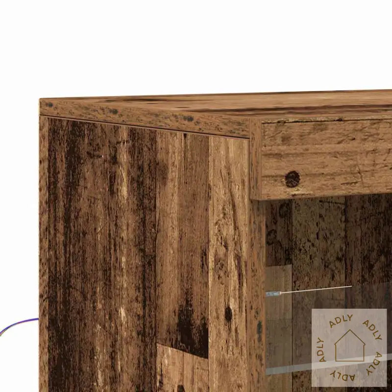 Sidetabell Med Led-Lamper Gammelt Tre 202X37X100 Cm Konstruert Tre