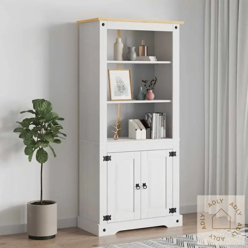 Vitrine Meksikansk Corona-Stil Furu Hvit 80X40X170 Cm
