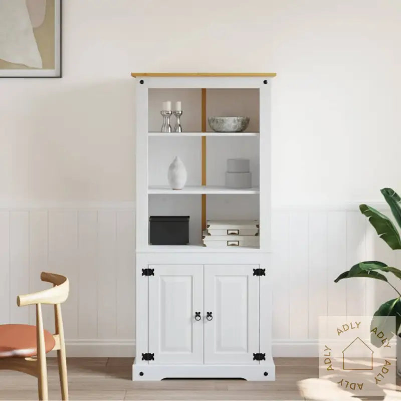 Vitrine Meksikansk Corona-Stil Furu Hvit 80X40X170 Cm