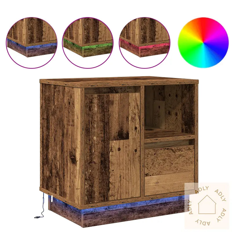Nattbord Med Led 2 Stk Gammelt Tre 50X34,5X50 Cm