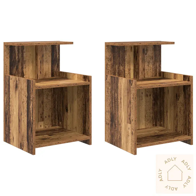 Sengeskap 2 Stk Gammelt Tre 40X35X60 Cm Konstruert Tre