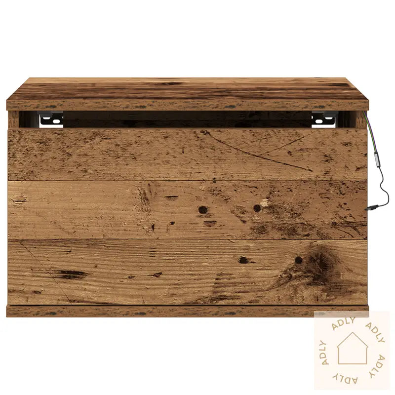 Nattbord Med Led-Lys 2 Stk Veggmontert Gammelt Tre