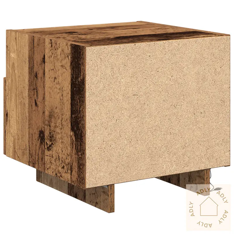 Nattbord Med Led-Lys 2 Stk Gammelt Tre 40X39X37 Cm
