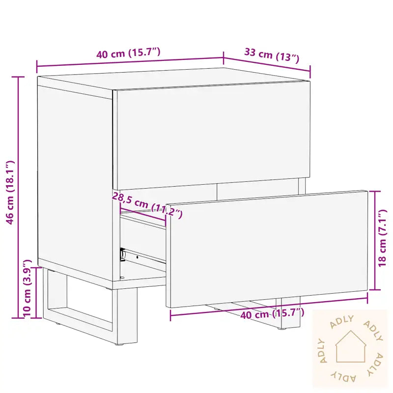 Nattbord 2 Stk 40X33.5X46 Cm Solid Tre Mangotre Og Ingeniørtre