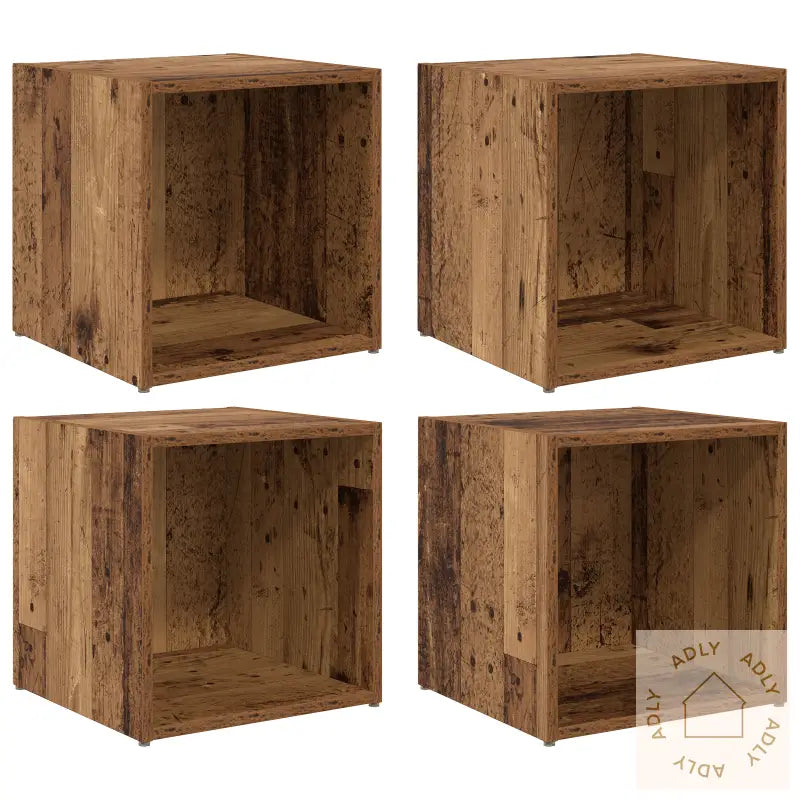 Tv-Skap - 4 Stk Gammelt Tre - 37 X 35 X 37 Cm - Ingeniørtre