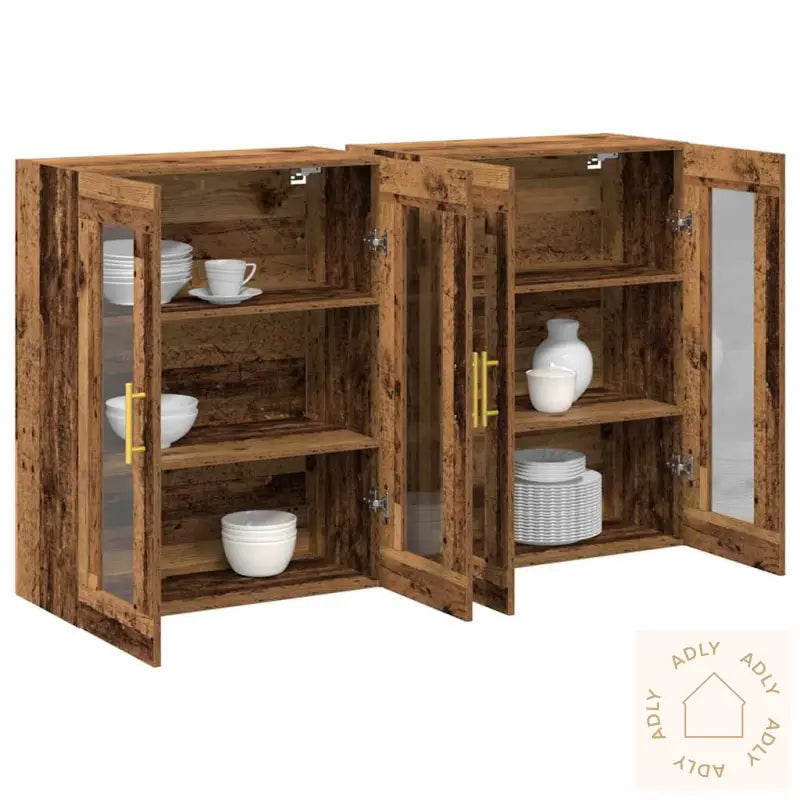 Vegghengte Skap 2 Stk I Gammelt Treverk 69,5 X 34 X 90 Cm
