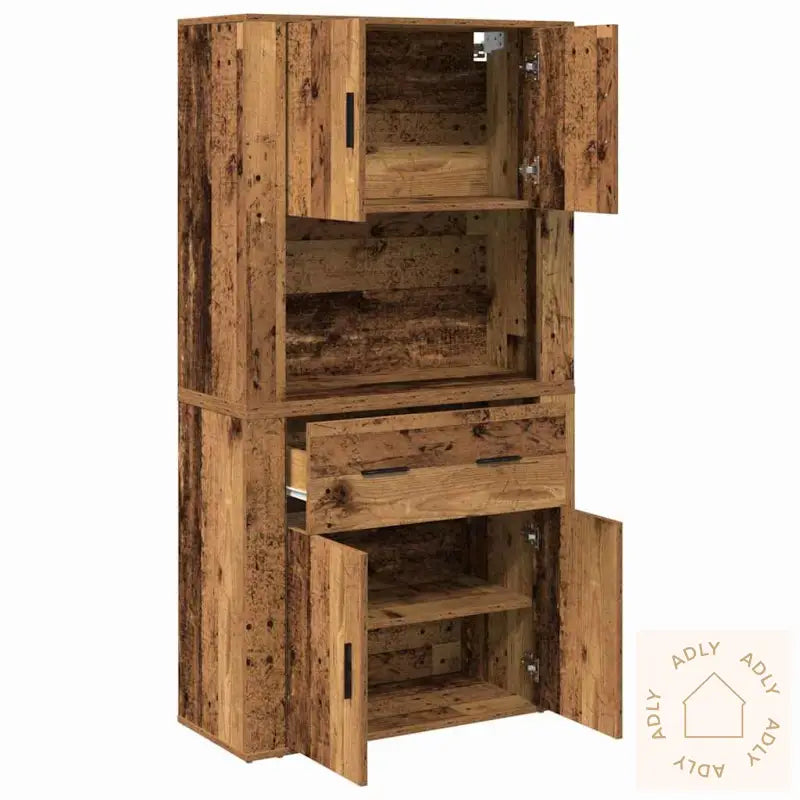 Highboard Gammelt Tre 80X33X150 Cm Ingeniørtre