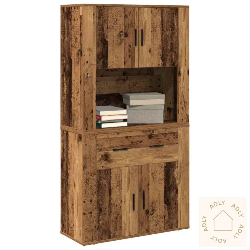 Highboard Gammelt Tre 80X33X150 Cm Ingeniørtre