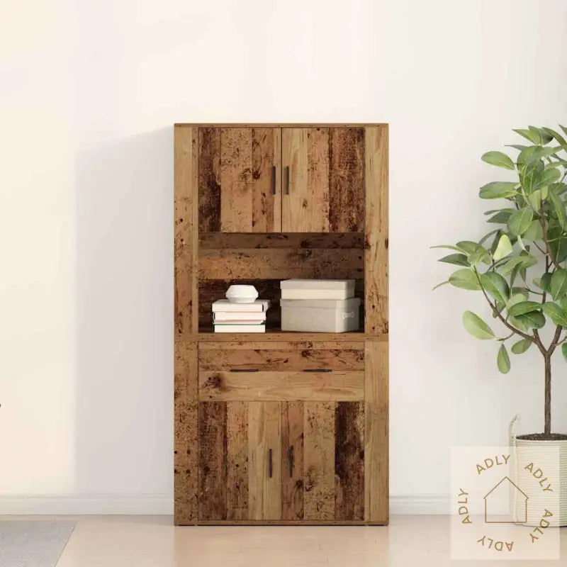Highboard Gammelt Tre 80X33X150 Cm Ingeniørtre