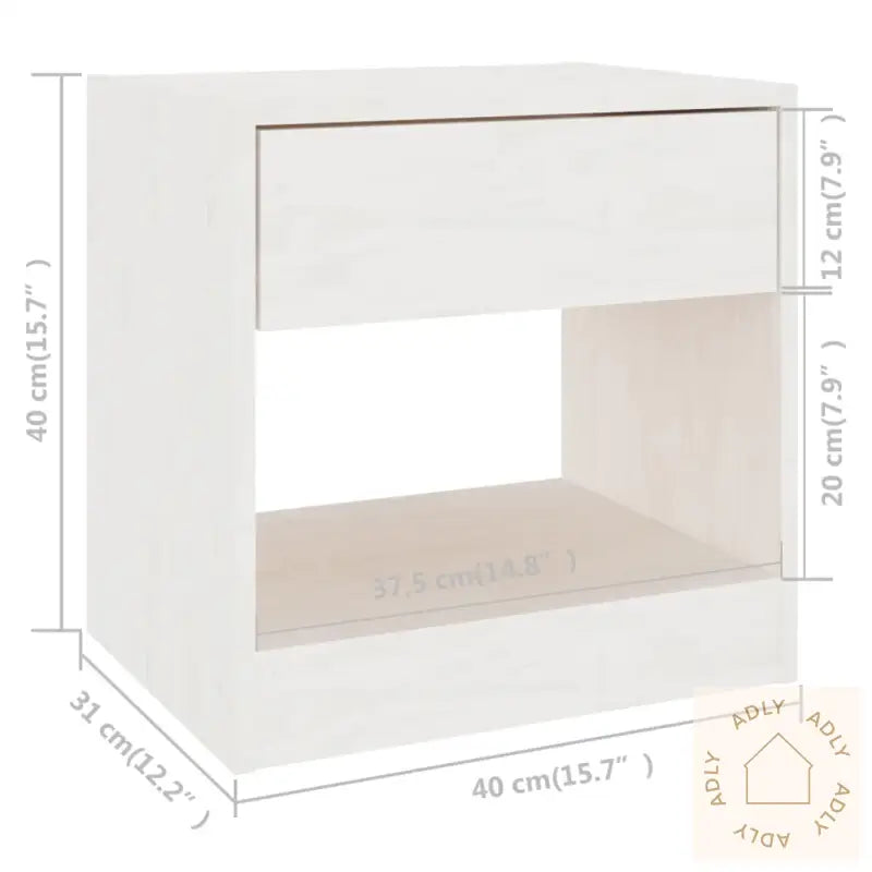 Nattbord Hvit 40X31X40 Cm Heltre Furu