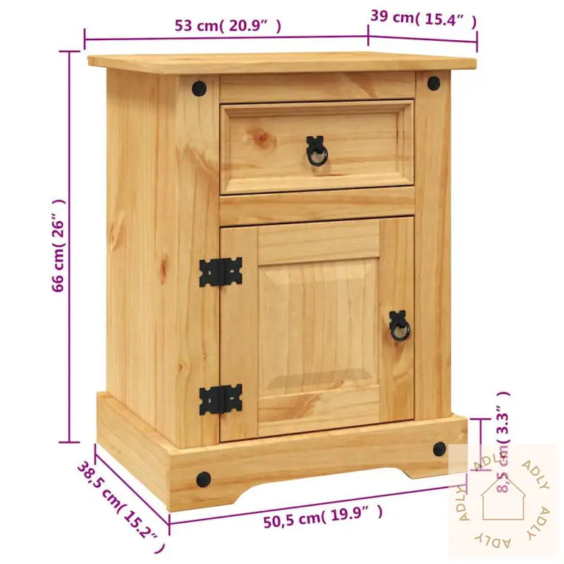 Nattbord Meksikansk Corona-Stil Furu 53X39X66 Cm