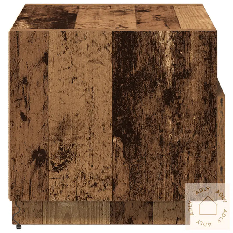 Nattbord Med Led-Lamper I Gammelt Tre 40X39X37 Cm