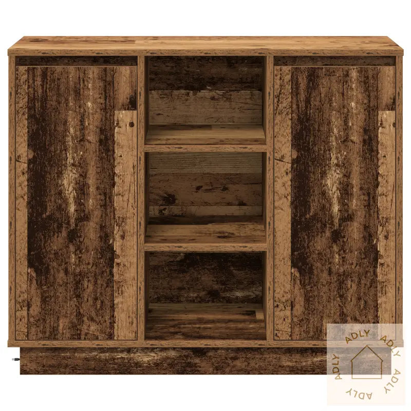 Sideboard Med Led Gamelt Tre 90X32X75 Cm Konstruert Tre