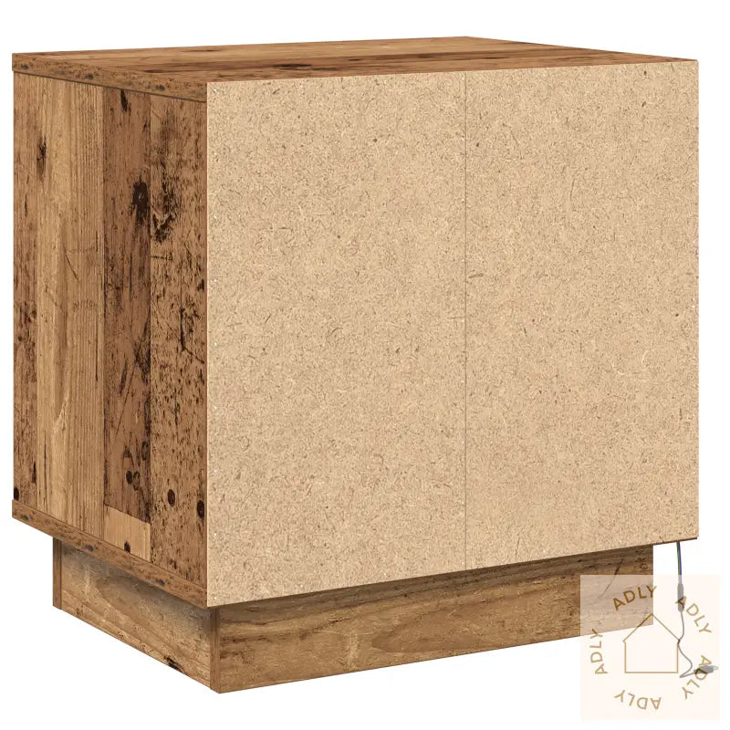 Nattbord Med Led-Lamper Gammelt Tre 44X34,5X45 Cm