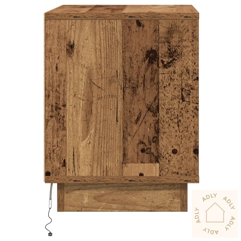 Nattbord Med Led-Lamper Gammelt Tre 44X34,5X45 Cm