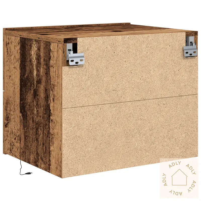 Nattbord Med Led Veggmontert Gammelt Tre 50X39X41 Cm