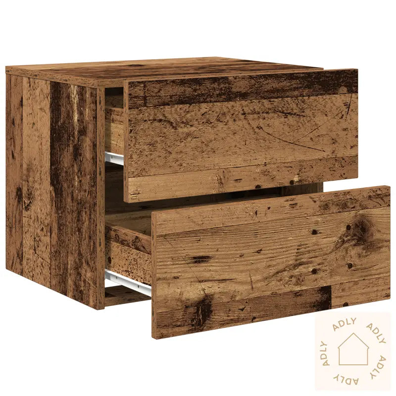 Nattbord Med Led Veggmontert Gammelt Tre 50X39X41 Cm