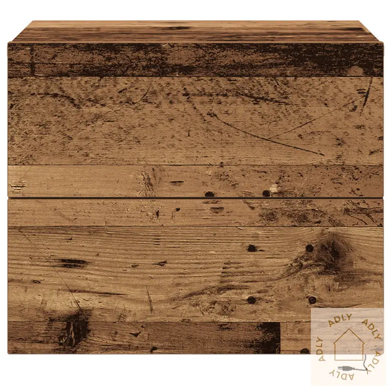 Nattbord Med Led Veggmontert Gammelt Tre 50X39X41 Cm