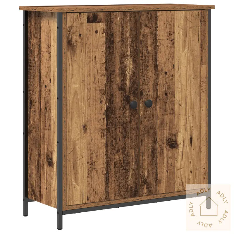 Sideboard Gammel Tre 70X30X80 Cm Støpt Tre Og Stål