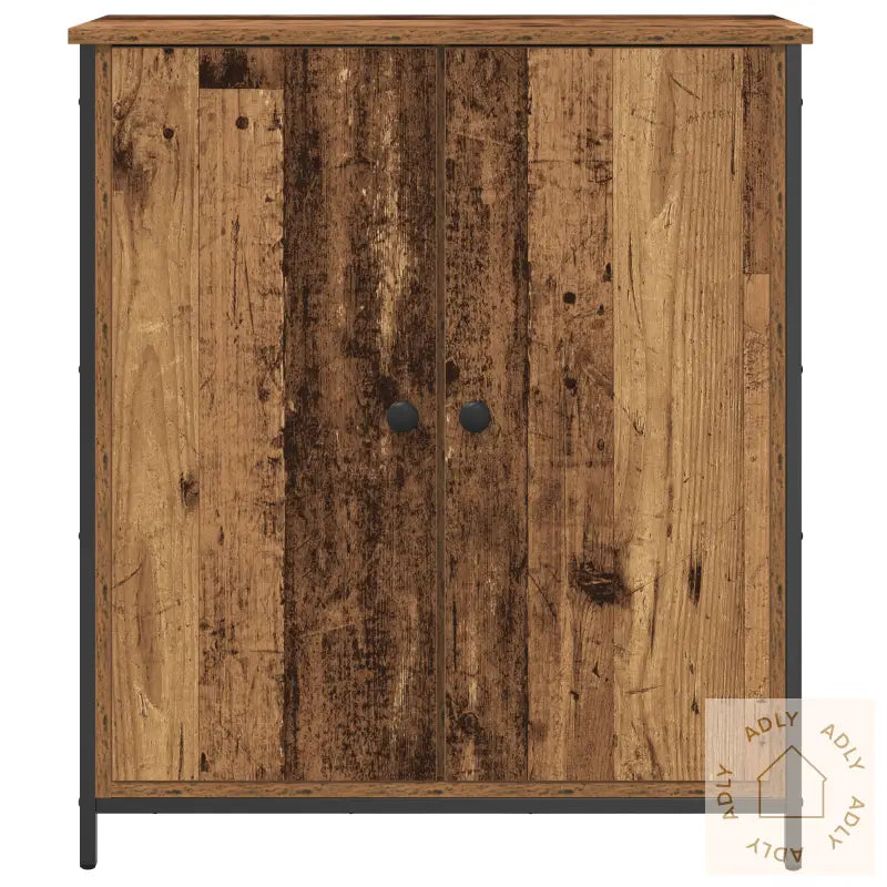Sideboard Gammel Tre 70X30X80 Cm Støpt Tre Og Stål