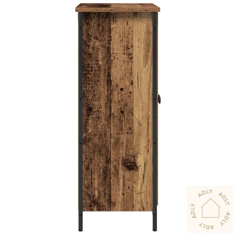 Sideboard Gammel Tre 70X30X80 Cm Støpt Tre Og Stål