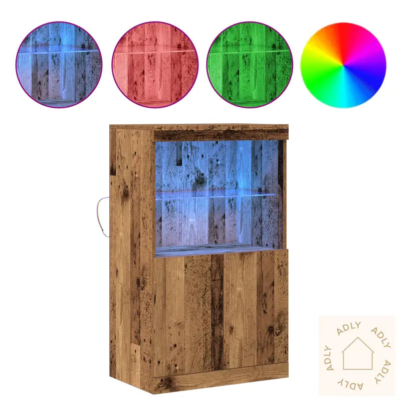 Sideboard Med Led-Lys Gamle Tre 60X37X100 Cm