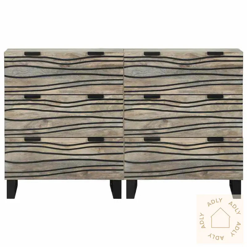 Skap 2 Pcs Hvit 60 X 33,5 X 75 Cm Massivt Grovt Mangotre