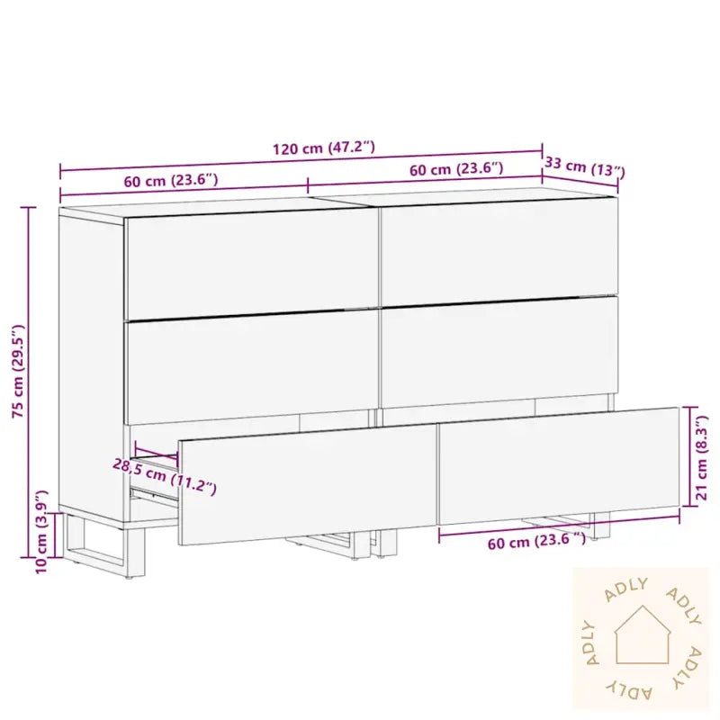 Skap 2 Pcs Hvit 60 X 33,5 X 75 Cm Massivt Grovt Mangotre