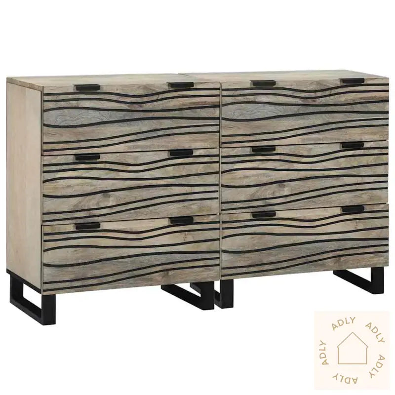 Skap 2 Pcs Hvit 60 X 33,5 X 75 Cm Massivt Grovt Mangotre