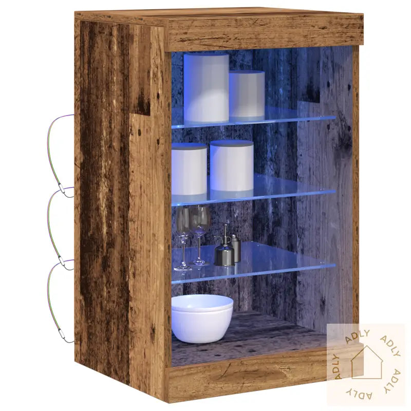Sideboard Med Led Lys Gammelt Tre 41X37X67 Cm