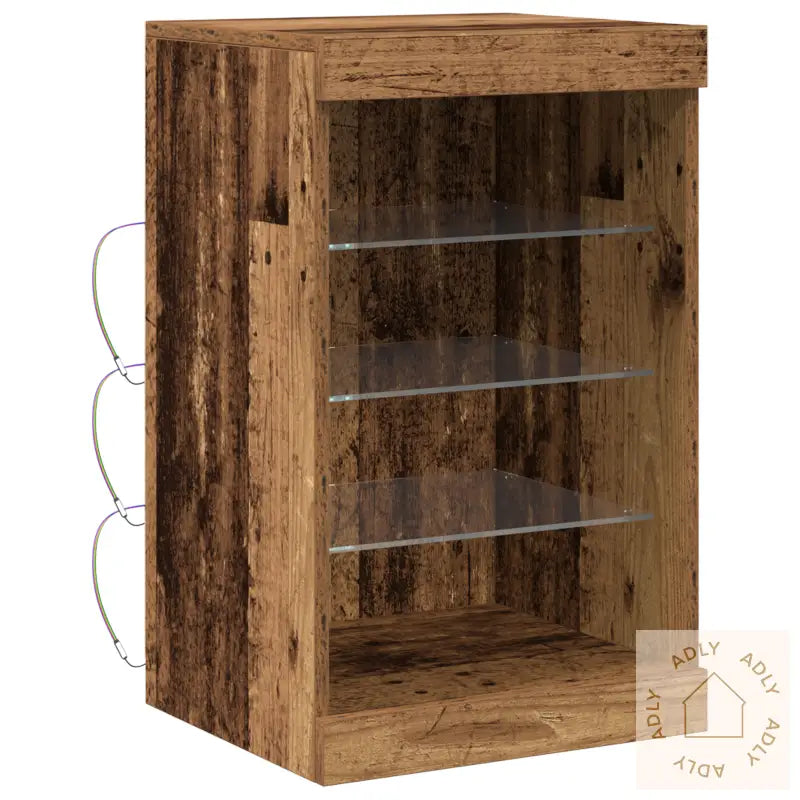 Sideboard Med Led Lys Gammelt Tre 41X37X67 Cm