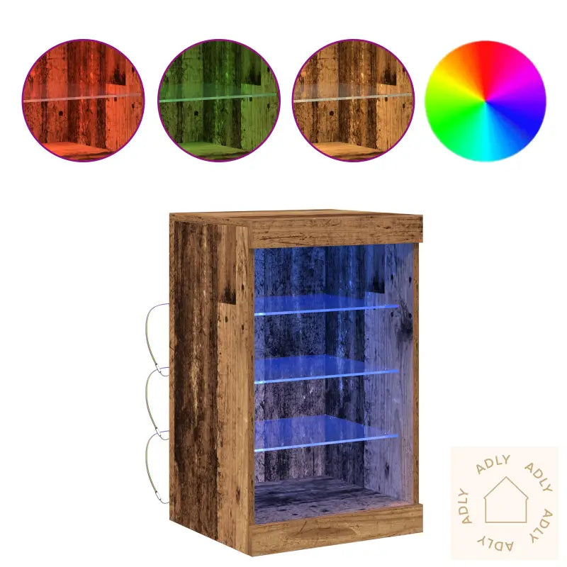 Sideboard Med Led Lys Gammelt Tre 41X37X67 Cm