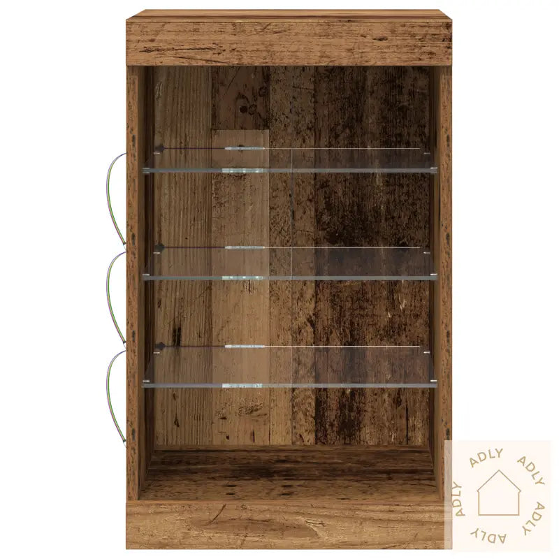 Sideboard Med Led Lys Gammelt Tre 41X37X67 Cm