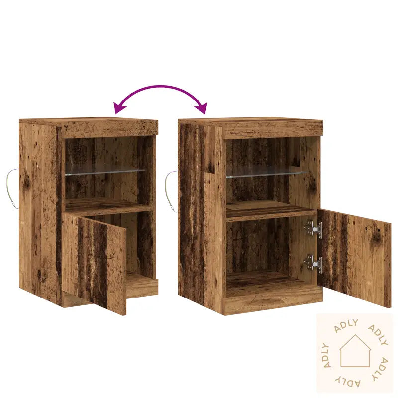 Sideboard Med Led Lys Gamle Tre 41X37X67 Cm