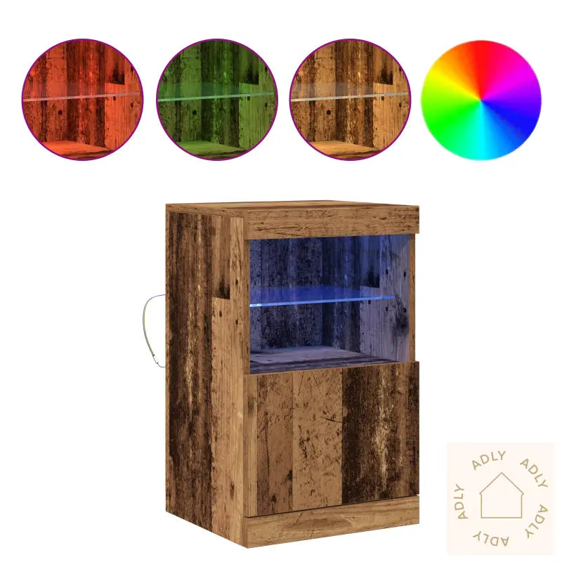 Sideboard Med Led Lys Gamle Tre 41X37X67 Cm