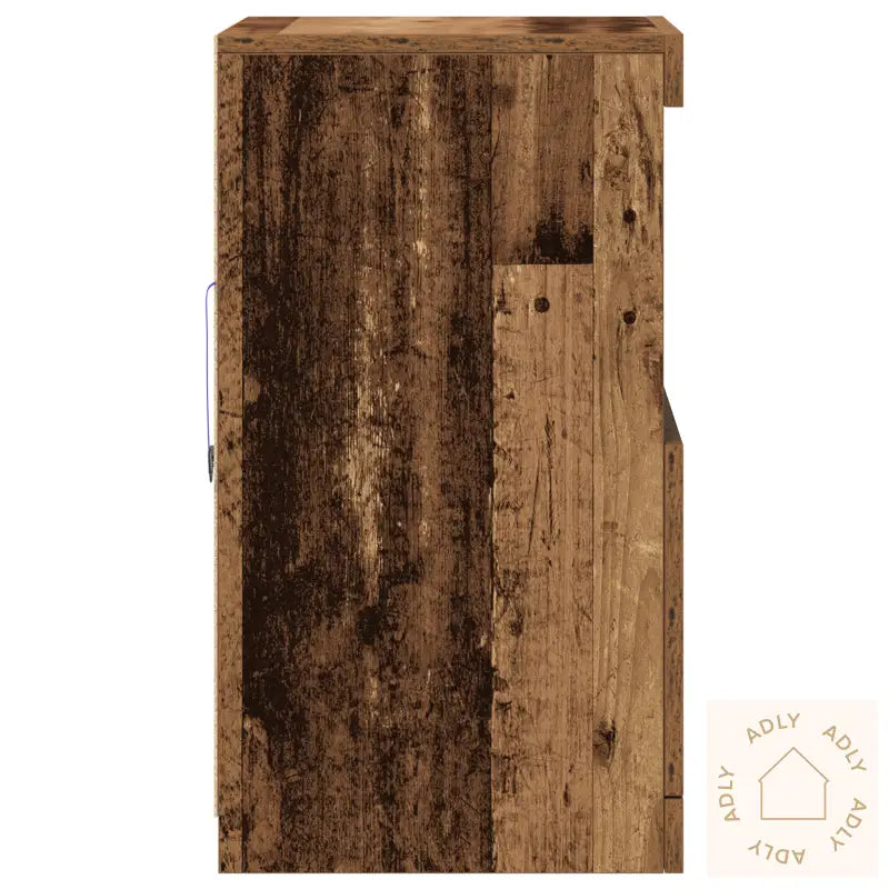 Sideboard Med Led Lys Gamle Tre 41X37X67 Cm