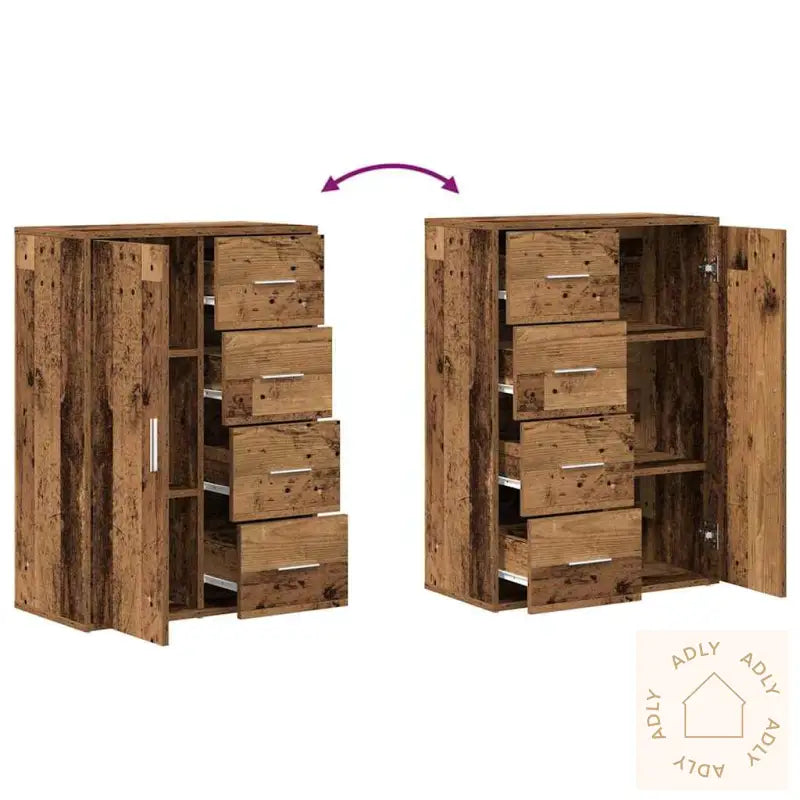 Sideboards 2 Stk Gammelt Tre 60X31X84 Cm Ingeniørtre
