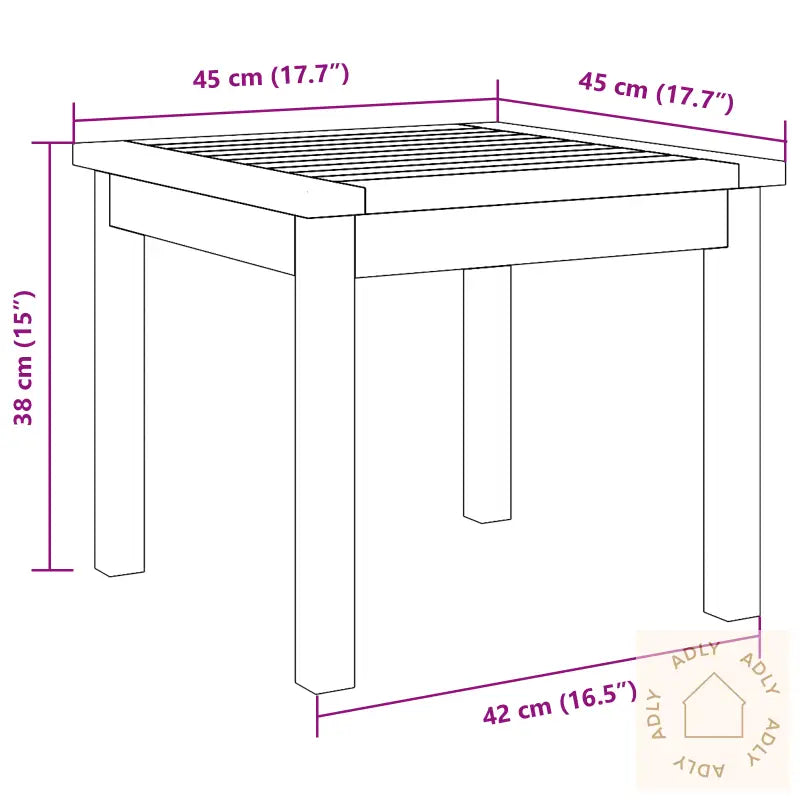 Sidebord 45X45X38 Cm Massivt Akasietre
