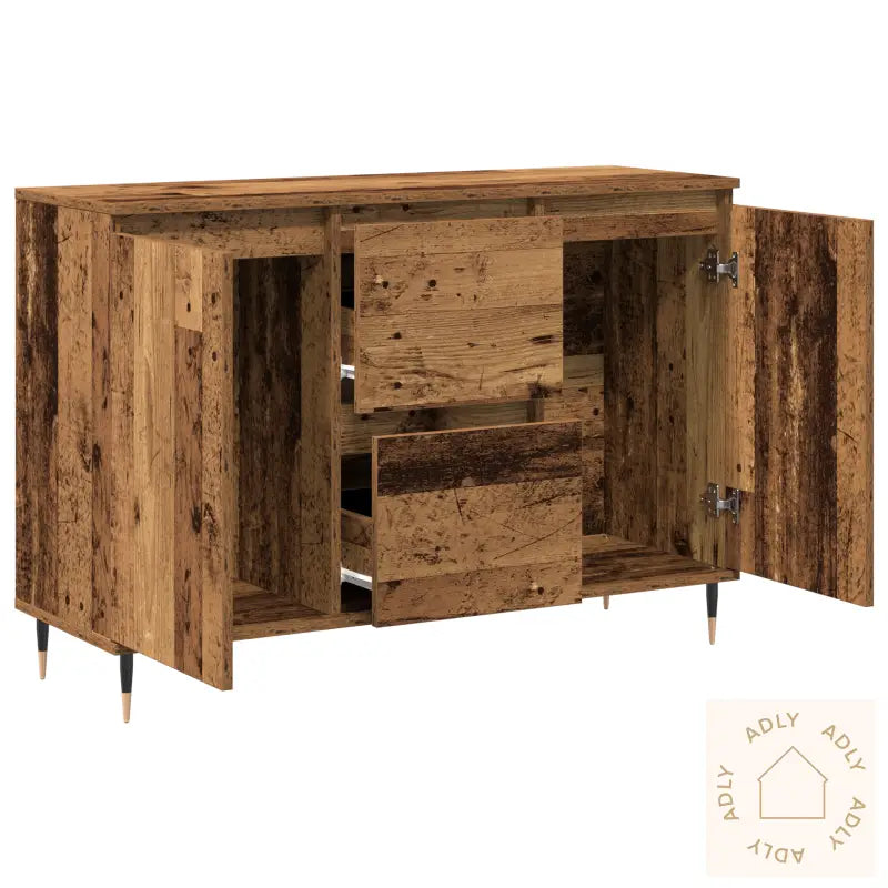 Sideboard Med Dører Og Skuffer Gamle Tre 101,5X35X70 Cm