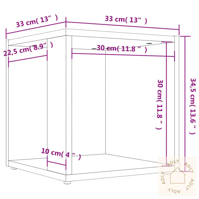 Sidebord Betonggrå 33X33X34,5 Cm Konstruert Tre