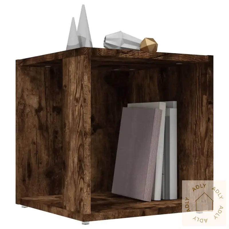 Sidebord Røkt Eik 33X33X34,5 Cm Konstruert Tre