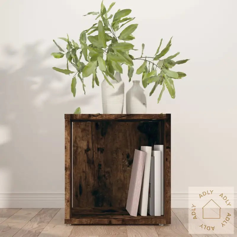 Sidebord Røkt Eik 33X33X34,5 Cm Konstruert Tre