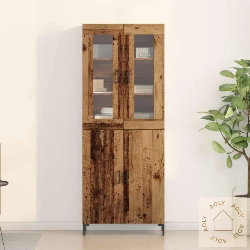 Sideboard Med Veggskap I Gammelt Tre Lagd Av Ingeniørtre