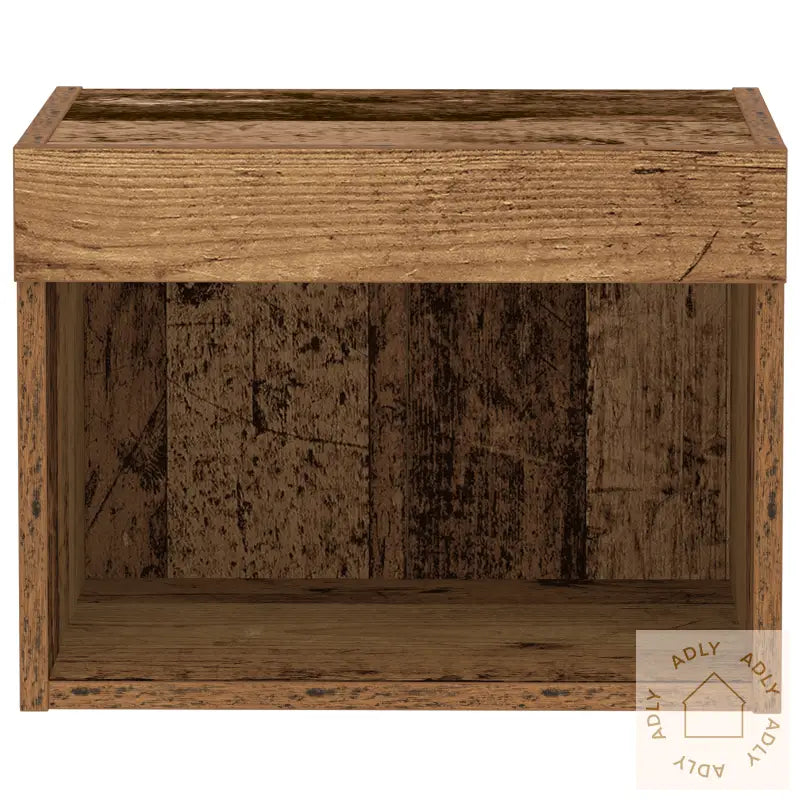 Veggskap Med Led-Lamper Gamle Treverk 40X30X30 Cm