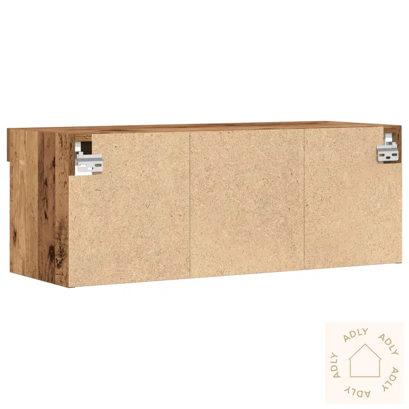 Tv Veggskap Med Led-Belysning I Gammelt Tre 80X30X30 Cm