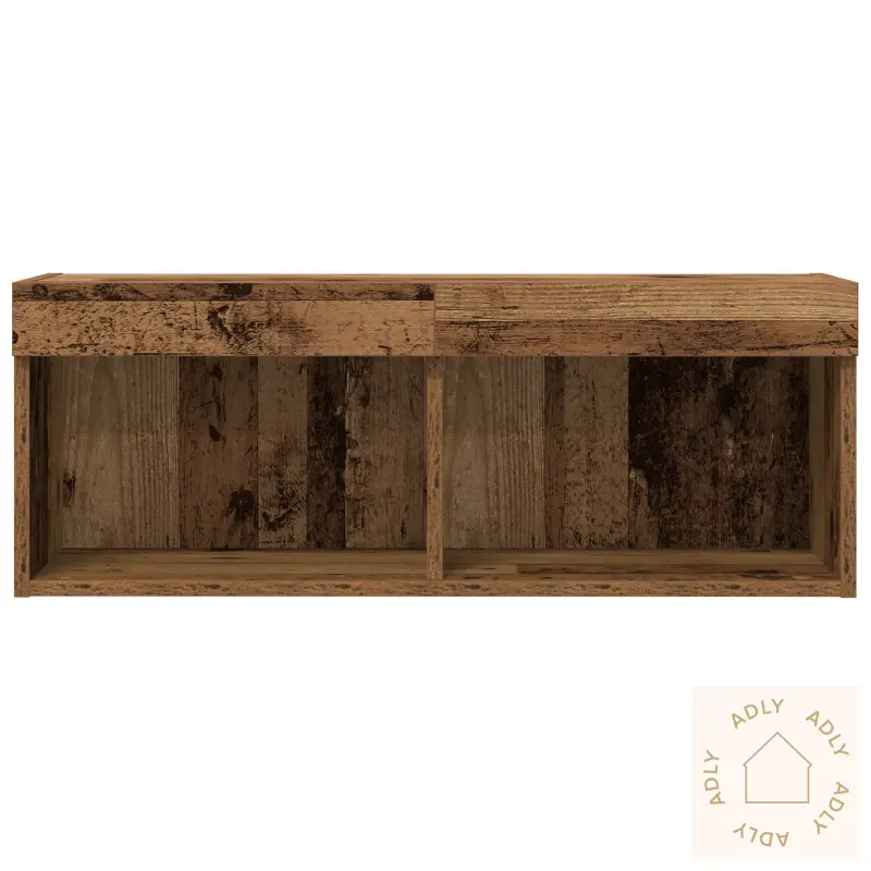 Tv Veggskap Med Led-Belysning I Gammelt Tre 80X30X30 Cm