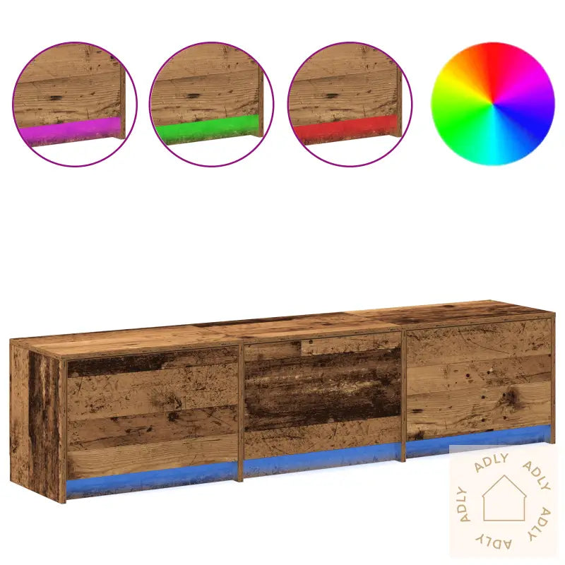 Tv-Stativ Med Led Gammelt Tre 162.5X34X40 Cm Ingeniørtre
